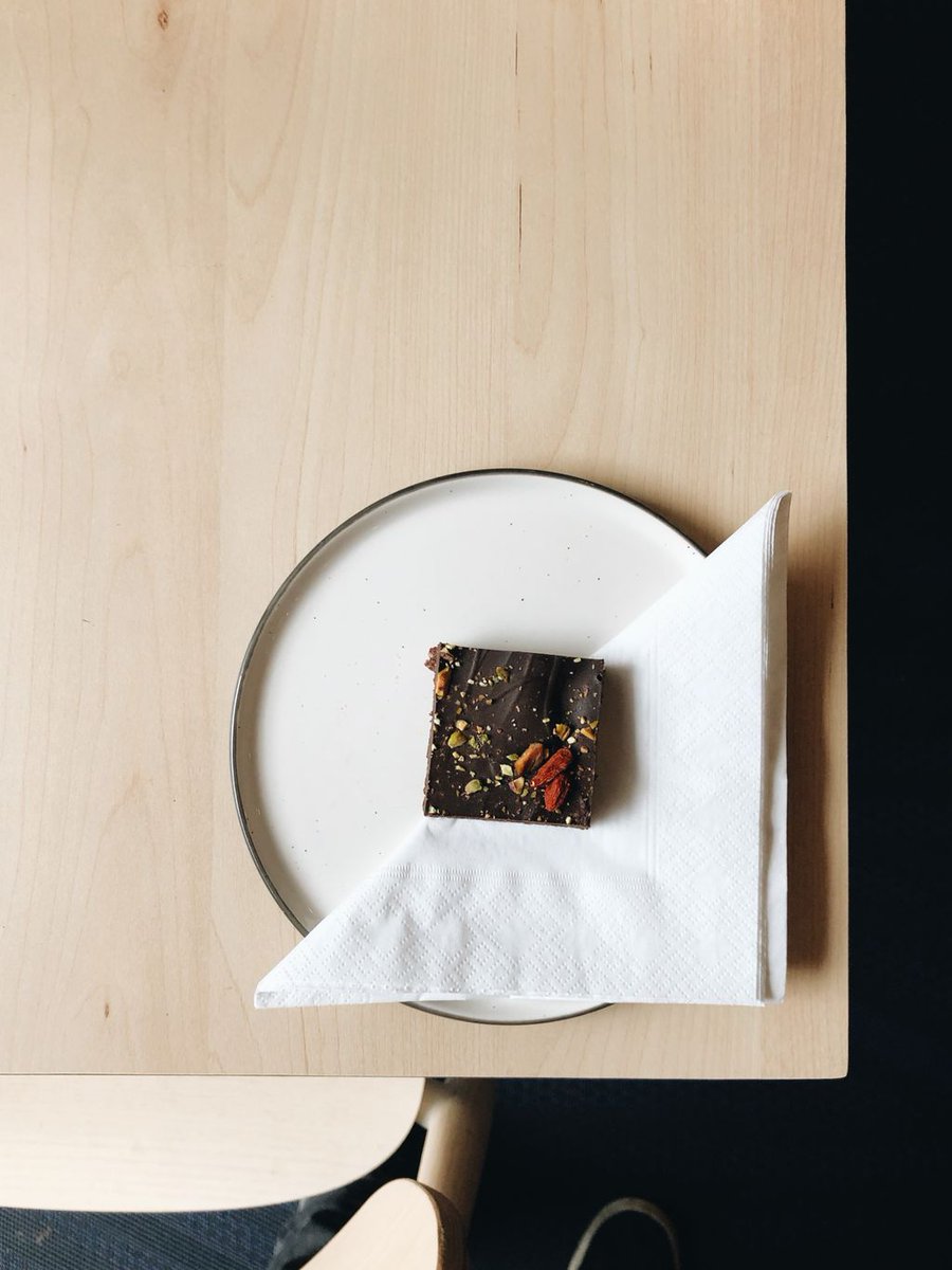 Vegan, raw, locally made brownies #GoodFood Awesome with an oat milk flat white 👌🏼 #Veganuary