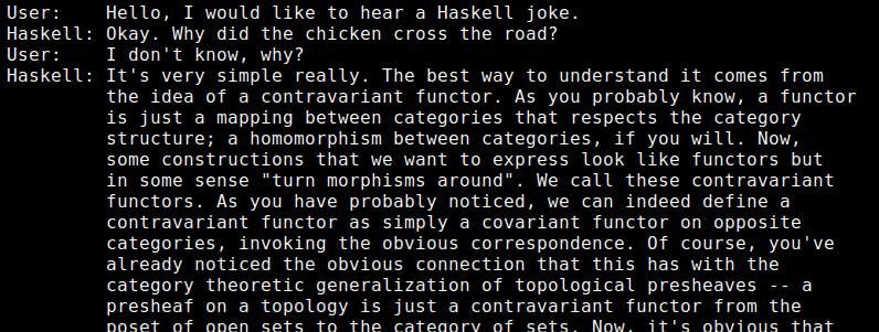 Hello, I would like to hear a Haskell joke.
