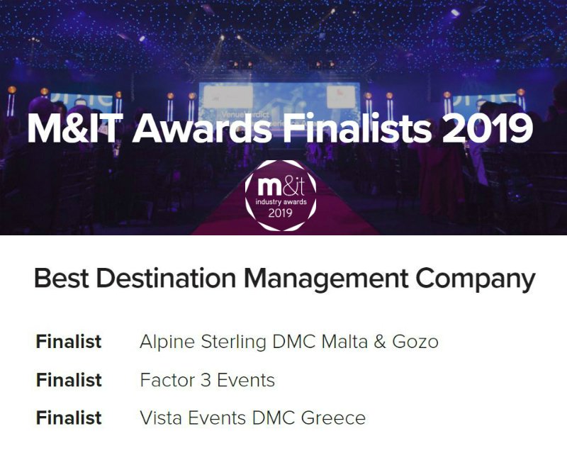 dmcadvantage's tweet photo. For the 2nd year running three of our partners are finalists in the M&amp;IT Awards category of ‘Best Destination Management Company’. Good luck to all of them at the awards night on 1st March! #mitawards2019 #DMC #eventprofs https://t.co/HZRD4w8o0b