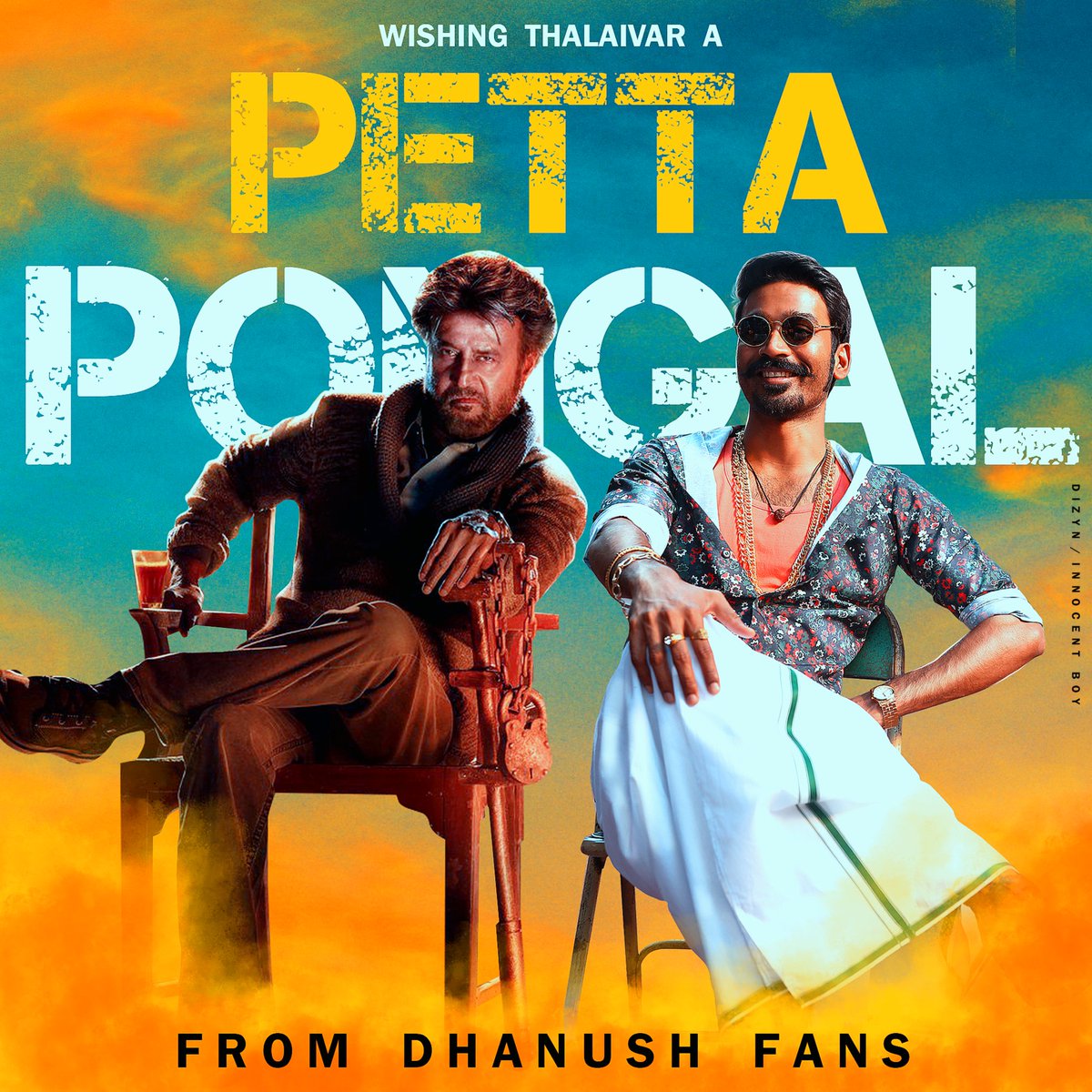 Wshs From Dfans 💕
#Petta #PettaJan10thParaak 
#PettaPongalParaak 
#PettaPongalWishesByDfans

@RBSIRAJINI 
@soundaryaarajni 
@dhanushkraja