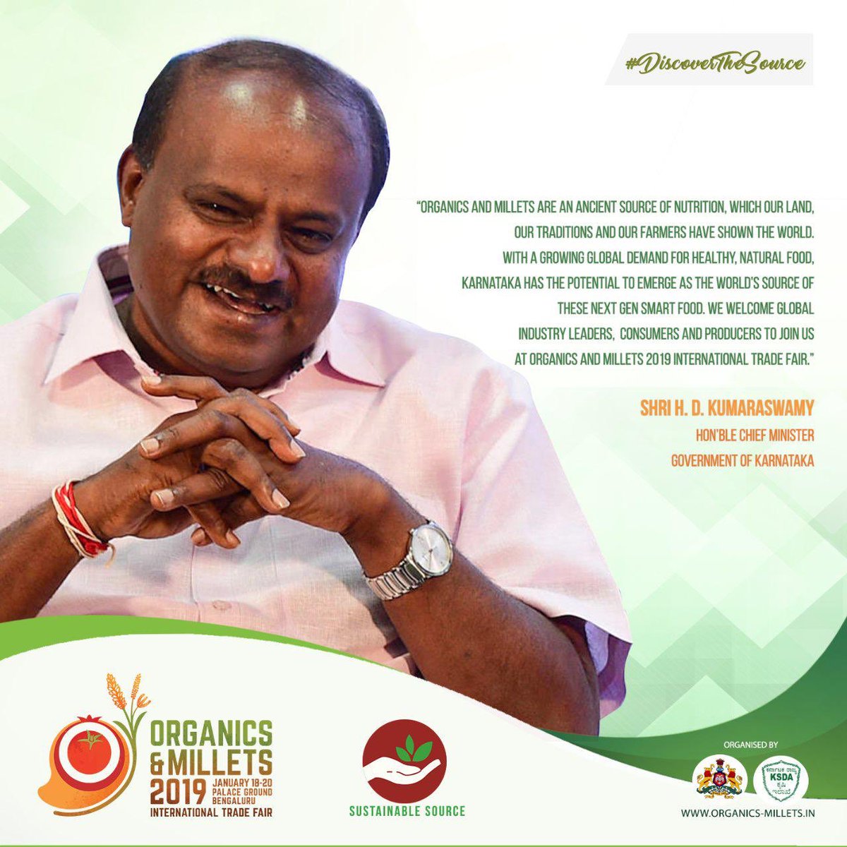 OrganicsMillets's tweet photo. #Karnataka is the source of the #NextGenSmartFood and #OM2019ITF is an initiative to bring into light the immense potential of the state to become the ultimate #HealthSource, #BusinessSource and #FutureSource for sustainability. #KSource #DiscoverTheSource https://t.co/duApQxbOUK