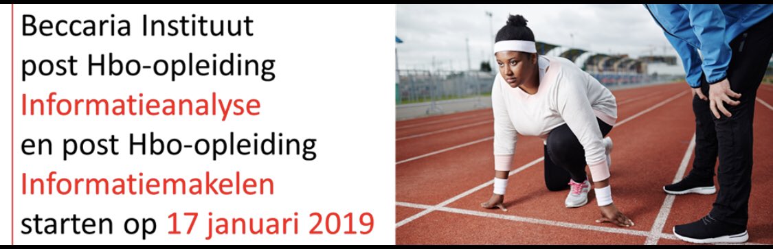 Start op 17 jan 2019: post Hbo Informatieanalyse en post Hbo informatiemakelen. Geen BI of ICT opleidingen! Systeemtheorie en interactie! Zie de factheet: bit.ly/2MzpC8c