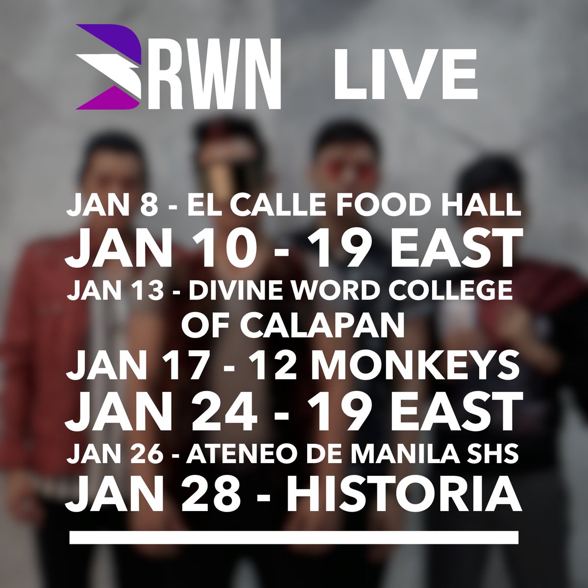 BRWNmusicPH's tweet photo. Catch us LIVE this month!β¨
See you, squad! ππΌπ
#BRWNLive https://t.co/yC5eXERro1