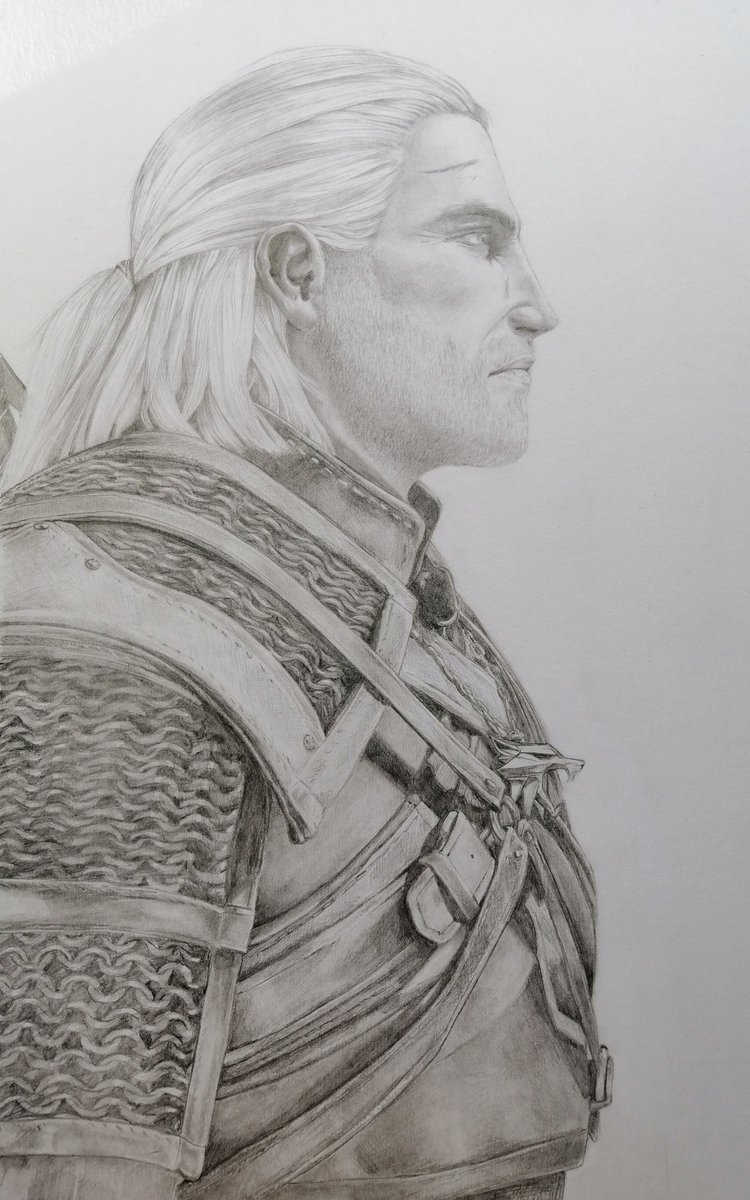 ginatheshort's tweet photo. Finished my drawing of Geralt last night. Think it came out OK. #Witcher3 #art @witchergame @CDPROJEKTRED #WindsHowling https://t.co/Uk043NWULi
