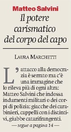 nonsonpago1's tweet photo. #MatteoSalvini
"Il potere carismatico del corpo del capo"
#LauraMarchetti
@maurobiani: #divisa
#Biani
@ilmanifesto https://t.co/7uOmEQd3rL