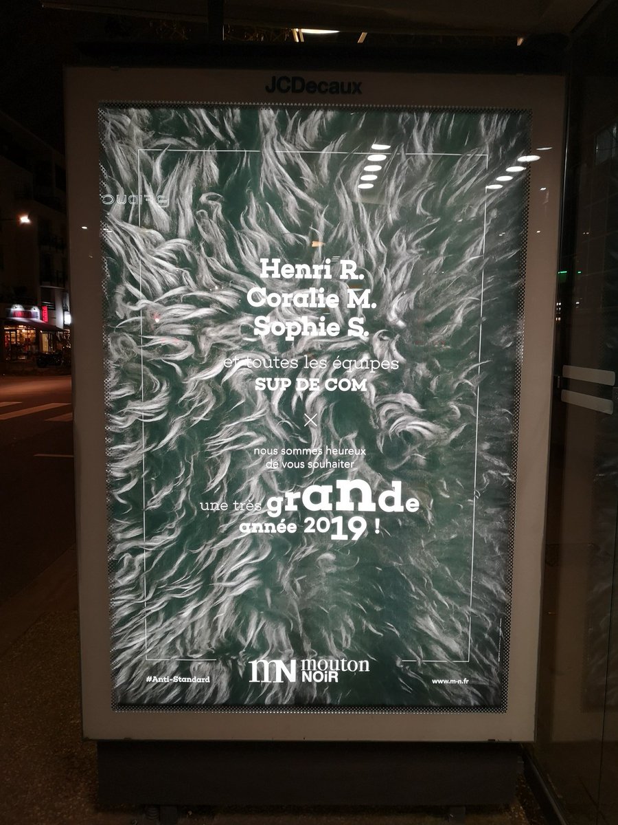 SUP_DE_COM's tweet photo. Quand notre agence de communication nous souhaite la bonne année !
Merci @mouton_noir et bonne année à tous !
#MoutonNoir #AntiStandard #LesPlusGrandsVoeux2019 #Voeux2019 https://t.co/UoF9j6E986