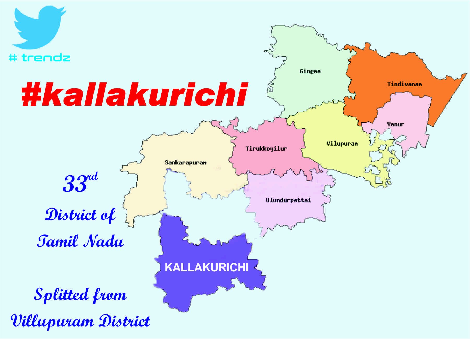 Kallakurichi In Tamil Nadu Map Gowtham Raj No Twitter: "33Rd District Of Tamil Nadu Splitted From  Villupuram District #Kallakurichi #Kallakurichidistrict  Https://T.co/Obmzc7Yqzh" / Twitter