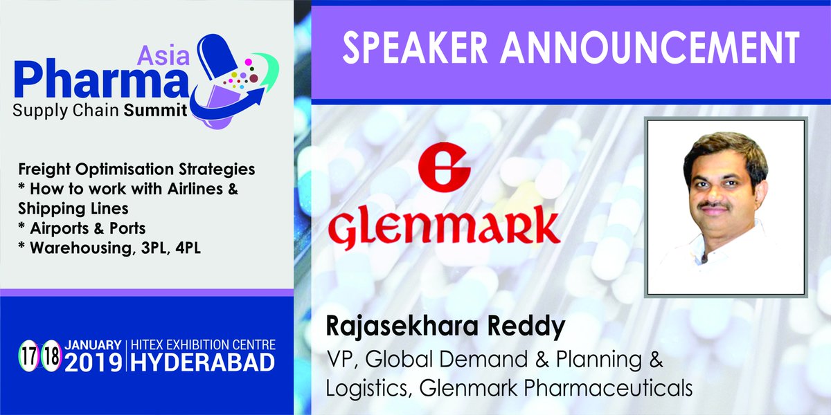 Rajasekhara Reddy will be speaking on Freight Optimization Strategies at Asia Pharma Supply Chain Summit on 17th January. Join us on 17th and 18th January to hear on the strategies to work with Airlines, Shipping lines and 4PL Companies
<a href="/glenmarkpharm/">rajiv maharjan</a> <a href="/WCAPharma/">The WCA Pharma Group</a> #asiapharma #3PL