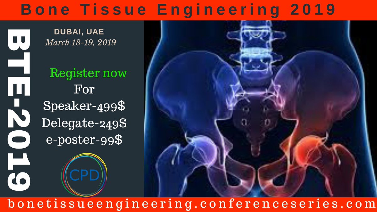 2019Bone's tweet photo. #Bone_tissue_engineering2019
#Keynote #Oral #poster #workshop #Video_presentation #Exhibition
International Conference on #Biomaterials for #Bone_Tissue_Engineering March 18-19, 2019 Dubai, UAE
For more details follow: https://t.co/FWJItm4f3b https://t.co/H2uYP4MOt8