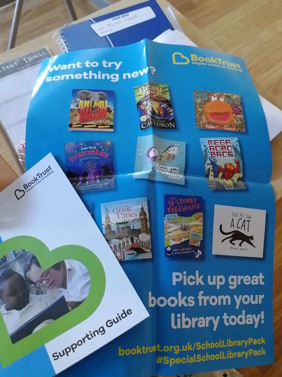 SjvMiss's tweet photo. Yay we got our @Booktrust  free library pack today! Thank  you so much.  They will be a welcome addition to our dining  room library area here @StJohnVianneySc I am so looking forward to sharing them with everyone. Miss N X #specialschoollibrarypack #reading2019 https://t.co/nNCYwL3ALf