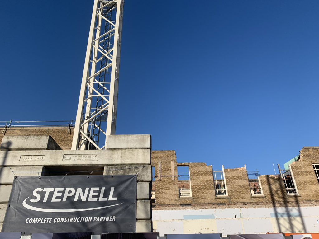 DanielPMurdock's tweet photo. @TotalReclaims #demolition works are continuing at the @Stepnellltd #PercyGeeLeics site with what will form the entrance to the new #foodcourt #bluesky #progress #LoveConstruction https://t.co/KlOe12URdB