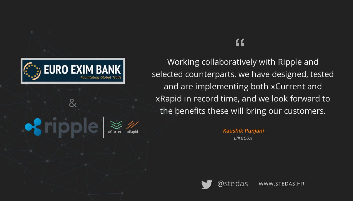 stedas's tweet photo. ** CONFIRMED 1st BANK TO USE XRAPID **

"Working collaboratively with #Ripple and selected counterparts, we have designed, tested and are implementing both xCurrent and xRapid in record time..." K. Punjani, Director

#fintech #payments #blockchain #crypto #XRP #XRPcommunity https://t.co/3wFPRCxS37