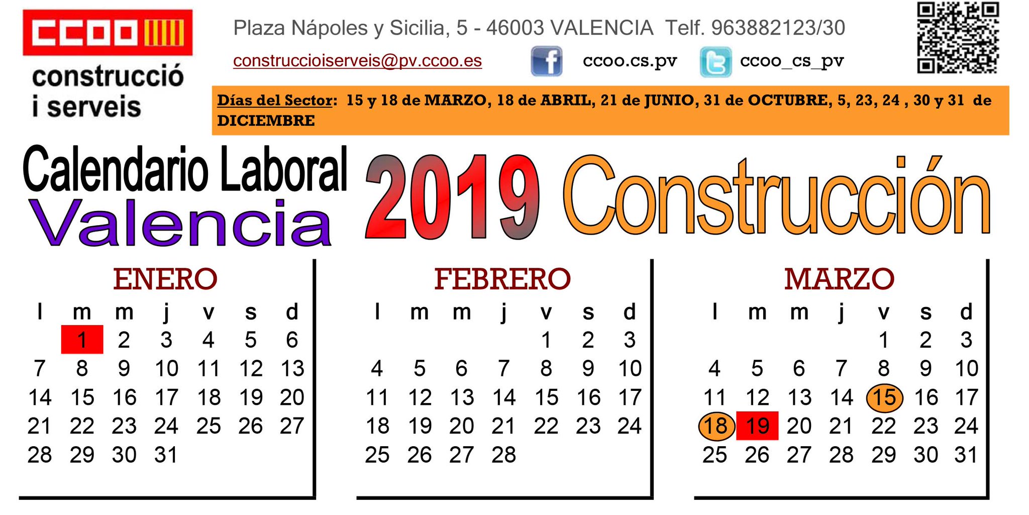 calendario laboral de la construcción valencia 2024