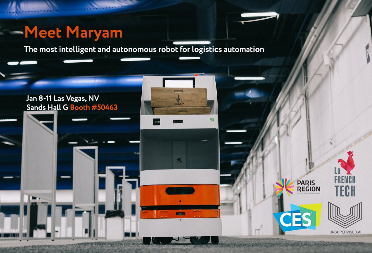 UnsupervisedAI's tweet image. We are showcasing Maryam, the most intelligent and autonomous robot for logistics automation at #CES2019 
Come to meet the team at Booth #50463 Sands Hall G
#MeetMaryam #CESAppliedAI
