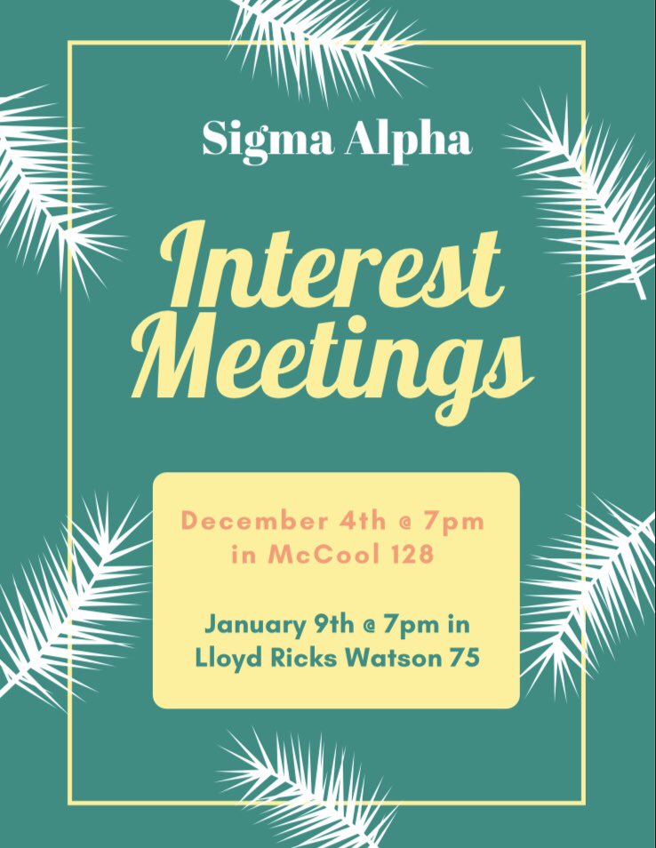 We will have an interest meeting for our Spring Rush TOMORROW January 9 at 7pm in Lloyd Ricks Watson, room 75. This is our last interest meeting before rush begins next Monday! Come to learn about our sorority and how to join, and learn about events going on for rush week