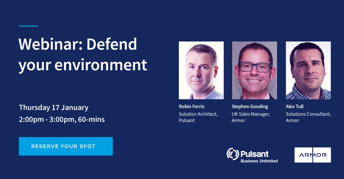 PulsantUK's tweet photo. How do you make sure your business is protected when it comes to #cybersecurity? Join experts from @Armor Cloud Security and Pulsant in our latest webinar to find out https://t.co/WP7Yo7PvPZ #ArmorPartner https://t.co/2bkNsb3Xsk