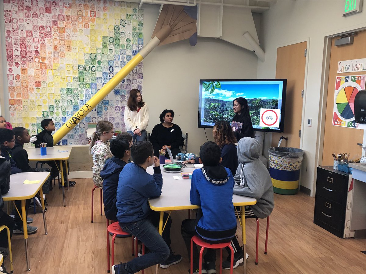 expShane's tweet photo. PFAA senior students teach @StarAcademyNCS 5th graders how to create art out of recycled materials for #onevoice exhibit @NCS_PFAA Benvenuti #ncsinnovate https://t.co/Y4JbbVhsYm