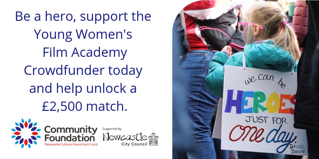 CFNorthEast's tweet photo. The @YWFA_NE challenges gender inequality in film, and is currently Crowdfunding for a Superhero film created entirely by girls &amp; young women. Once the campaign reaches 25% #CrowdfundNewcastleCulture will add £2,500. Pledge today and help this film happen! https://t.co/V6TjQFzUeF https://t.co/U1j9hwFWsX