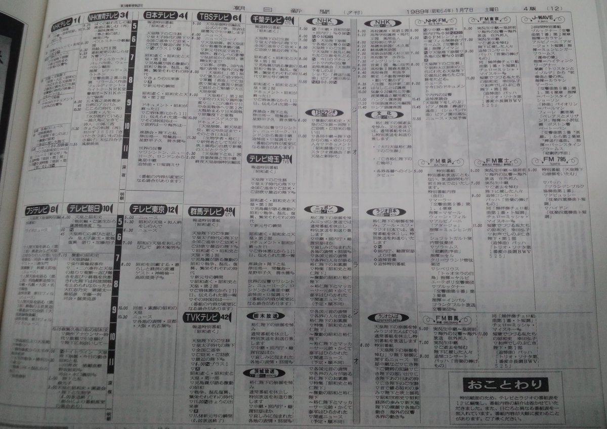 Uzivatel 絶対 Na Twitteru 19年1月7日の朝日新聞ラテ欄 朝刊と比べて夕刊の文字の少ないこと