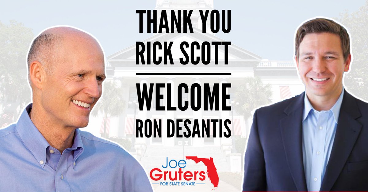 Thank you to @FLGovScott for the last eight years of consistent conservative leadership and to new FL Governor @RonDeSantisFL. #FlaPol