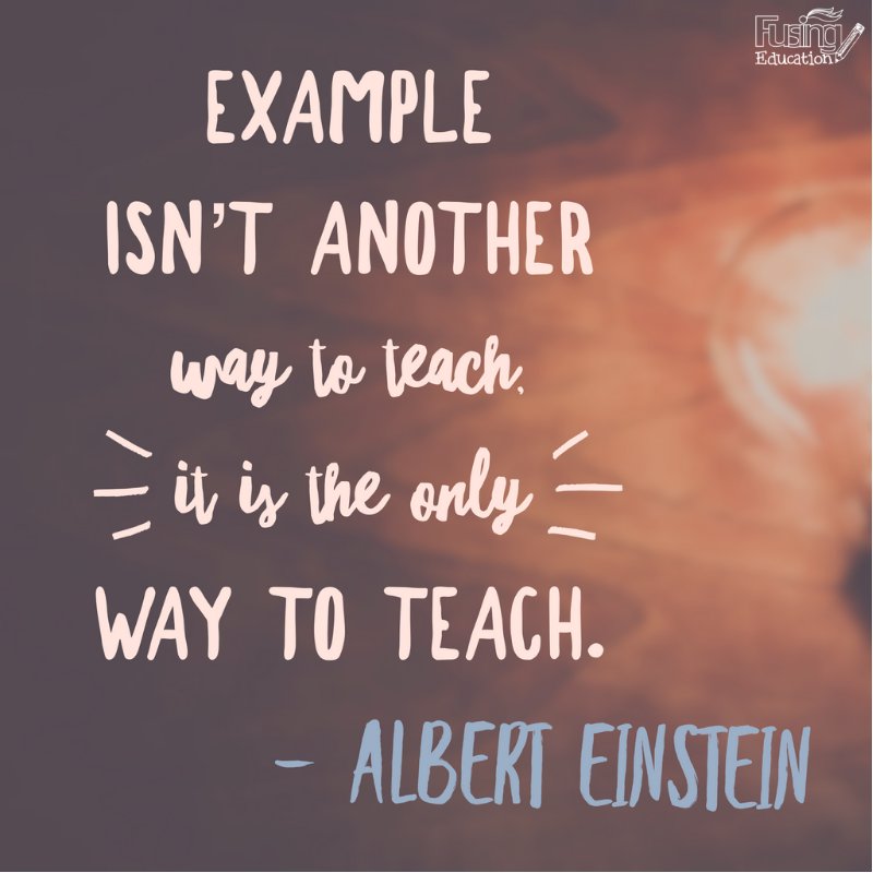 Do you ever consider how the example you set impacts your students?
#teaching #teachingmotivation #teachinginspiration #teachingbyexample #einstein #einsteinquotes