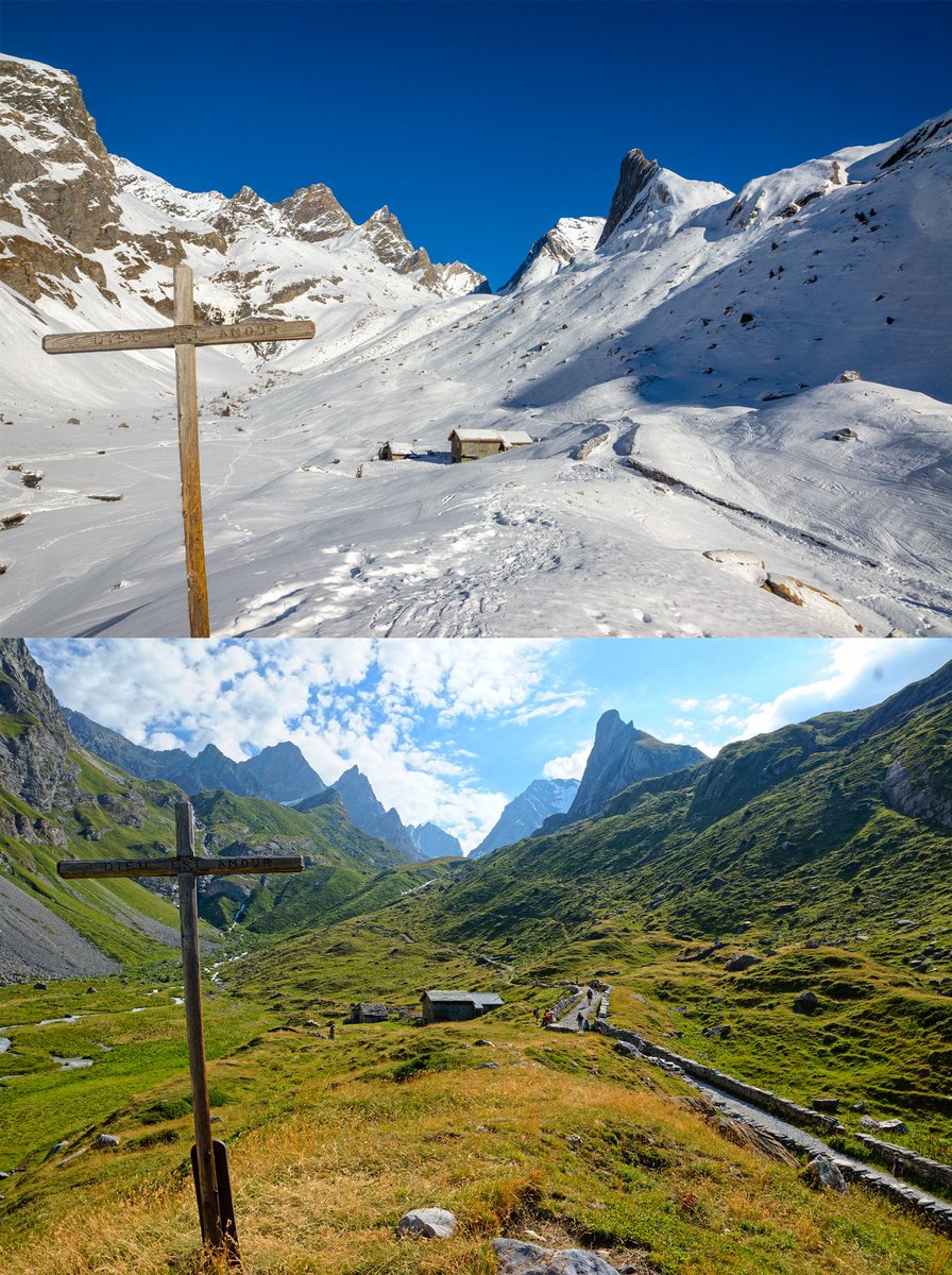 Amisdepralo's tweet photo. Hiver ou été ? #alpes @pnvanoise @SavoieMontBlanc #Savoie #MagnifiqueFrance #montagne #alpes #vacances @hautemaurienne @alpesmagazine @lamontagne_fr #snow @FranceMontagnes @aroundthealps #winter #summer https://t.co/CzECiTi3Nv