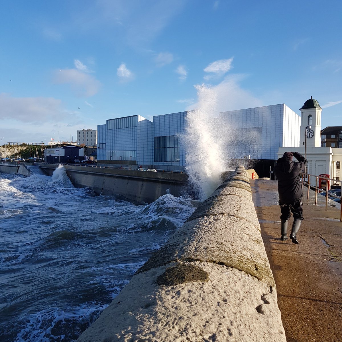 The #tide is high in #margate today! Hope you #enjoy because got soaked taking this shot .. If you're out and about come show us your photos and warm up with #Haddock and #Chips for £4.50 .. 🐟🍟