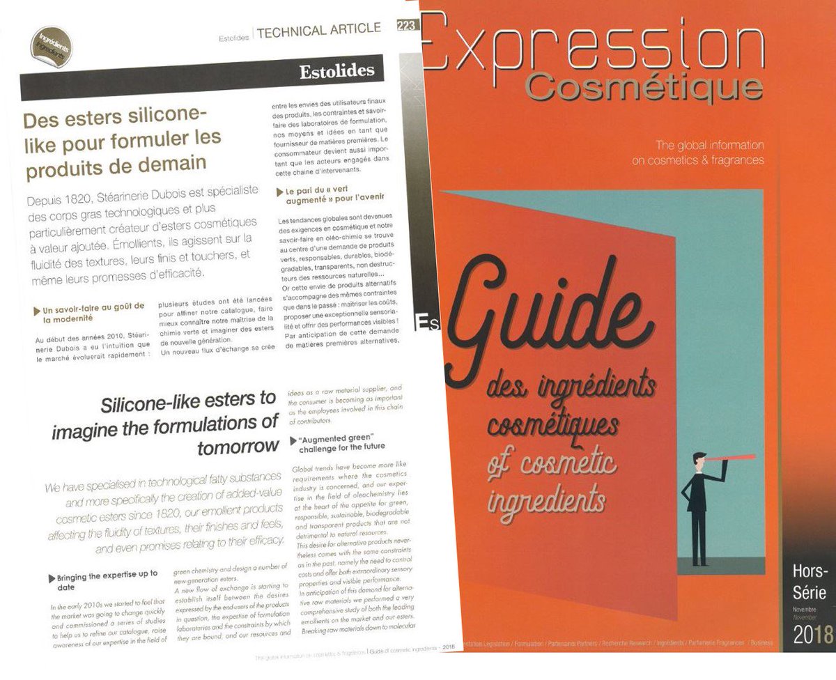 Stéarinerie Dubois (@stearineried) on Twitter photo In the last issue of <a href="/ExpressionCMag/">Expression Cosmétique</a> Cosmétique, <a href="/StearinerieD/">Stéarinerie Dubois</a> Dubois presents insights about how to use esters to meet future requirements of consumers. Meet us at @Cosmetagora 2019 january 15-16 to discover more. #cosmatagora
stearinerie-dubois.com/2019/01/imagin… In the last issue of <a href="/ExpressionCMag/">Expression Cosmétique</a> Cosmétique, <a href="/StearinerieD/">Stéarinerie Dubois</a> Dubois presents insights about how to use esters to meet future requirements of consumers. Meet us at @Cosmetagora 2019 january 15-16 to discover more. #cosmatagora
stearinerie-dubois.com/2019/01/imagin…