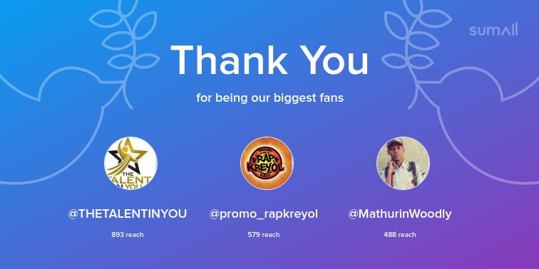 myeventsht's tweet photo. Our biggest fans this week: @THETALENTINYOU, @promo_rapkreyol, @MathurinWoodly. Thank you! via https://t.co/Exw4CQZZIk https://t.co/uFjMIRDxZ7