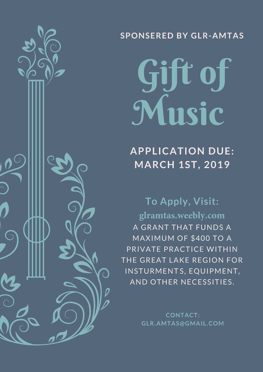 GLRAMTAS's tweet photo. Apply for the 2019 Gift of Music Grant today!!! #glramtas #glramta https://t.co/emwzf0VsjQ