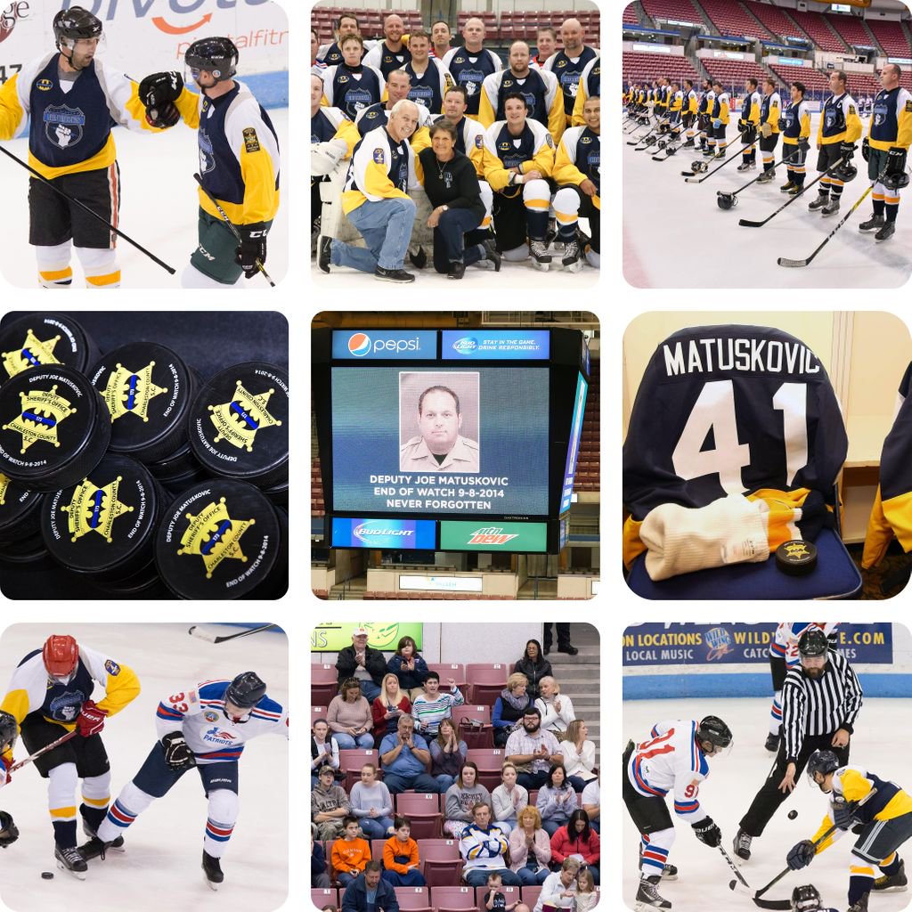 ChasCoSheriff's tweet photo. 2pm Jan 19 marks the 5th Deputy Joe Matuskovic Memorial Hockey Game since he was killed in the line of duty. Help raise funds for families of fallen officers, officers in need. Tickets are $15 & give admission to @SCStingrays that night. Purchase: https://t.co/b5SENv9SAt #chsnews https://t.co/pfqprI544e