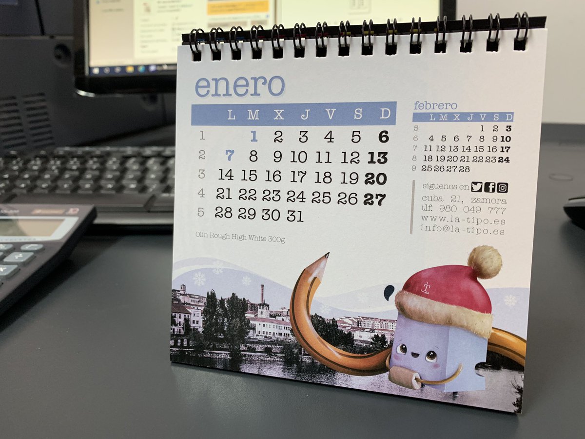 la_tipo's tweet photo. Nuestro calendario de mesa para este año con nuevas ilustraciones de @el_santojob en diferentes papeles
#calendariodemesa
#calendarios2019
#calendarios
#papelesespeciales
#plastificadosofttouch
#impresindigital
#wireo
#tip https://t.co/zRpzYK5p22