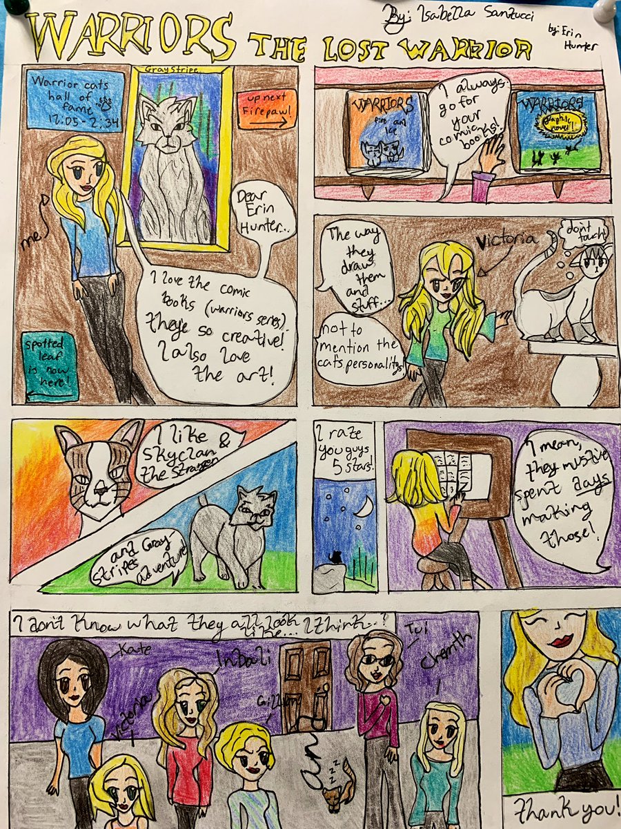 ms_ruta's tweet photo. @VHolmesEHunter! Two of my students absolutely LOVE the #warriors graphic novels and series, and wanted to write to you and #ErinHunter! Hope this finds you well! They are mega fans and want to let you know! https://t.co/Qjg4jxXSlg