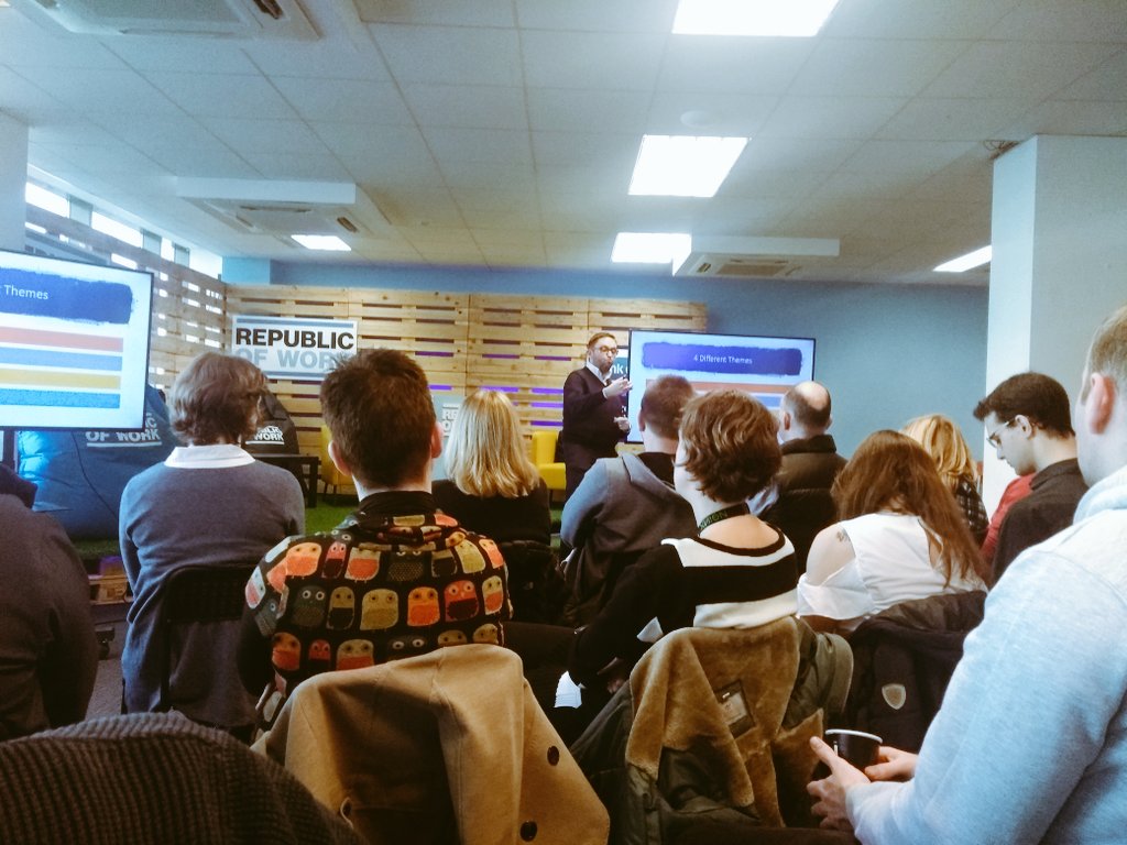 MariaODonnell_'s tweet photo. Great talk from Stephen Ryan @MarketingInCork in @republicofwork today. Very insightful speech on storytelling. 
#Cork #republicofwork #narration #acityrising #thanks https://t.co/pHobL3orOD