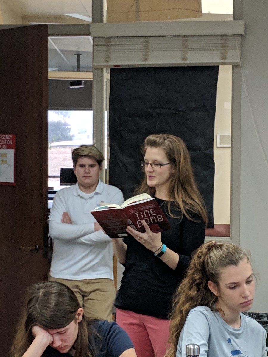 mepesek's tweet photo. When you have to go to the bathroom, but you don't want to miss anything. @jcharbonneau, we are so excited to talk to you and are getting ready by finishing TIME BOMB. @ProjectLITComm @ncte #readaloudforall #AA8thEng #allenacademy https://t.co/CTNQzyVVF3
