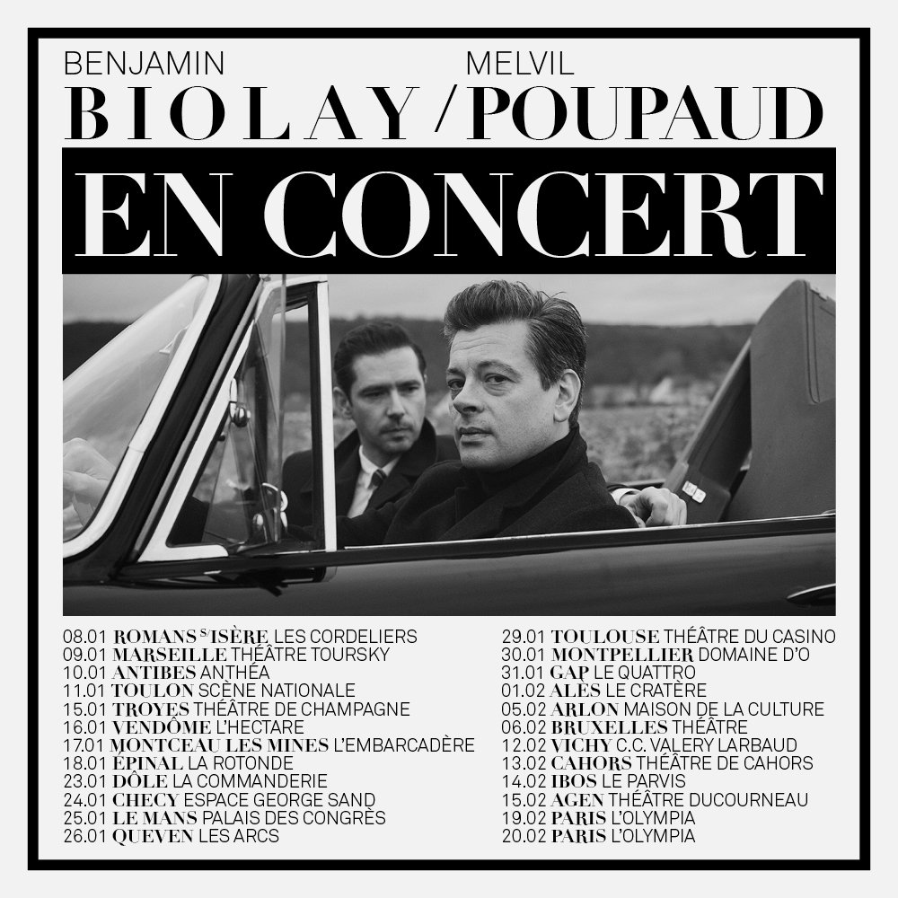 1er gros kiff de 2019 : le #Songbook de #benjaminbiolay et #melvilpoupaud en tournée ! Pour venir sur la tournée : bit.ly/Songbook19