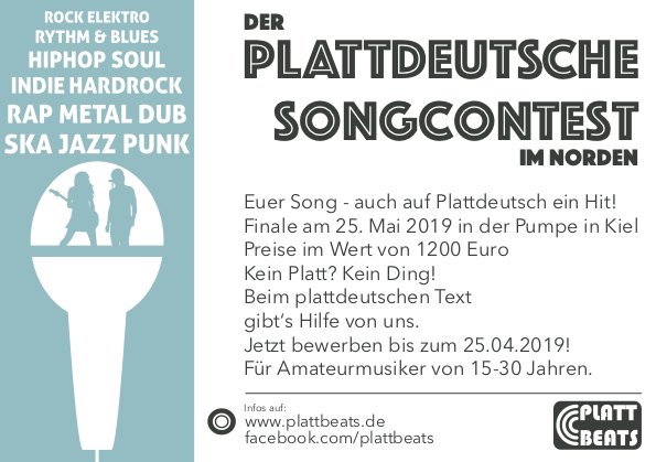 plattbeats's tweet photo. @CrownandAnchor6 moin crown &amp; anchor! hättet ihr lust bei plattbeats mitzumachen? ihr würdet sehr gut reinpassen! als preise winken beim songcontest €700, €300 u €200. das finale ist am 25 mai in der kieler pumpe. infos gibt es auf https://t.co/giyjRkVzNB. lasst von euch hören https://t.co/4nyk7YP7FP