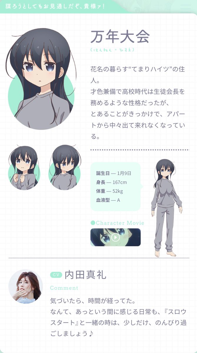 タツナマさんチーム Sur Twitter 1 8は万年さんの誕生日 おめでとう W 1月8日は万年大会の誕生日 万年大会生誕祭 万年大会生誕祭19 スロウスタート 内田真礼 Rtした人全員フォローする