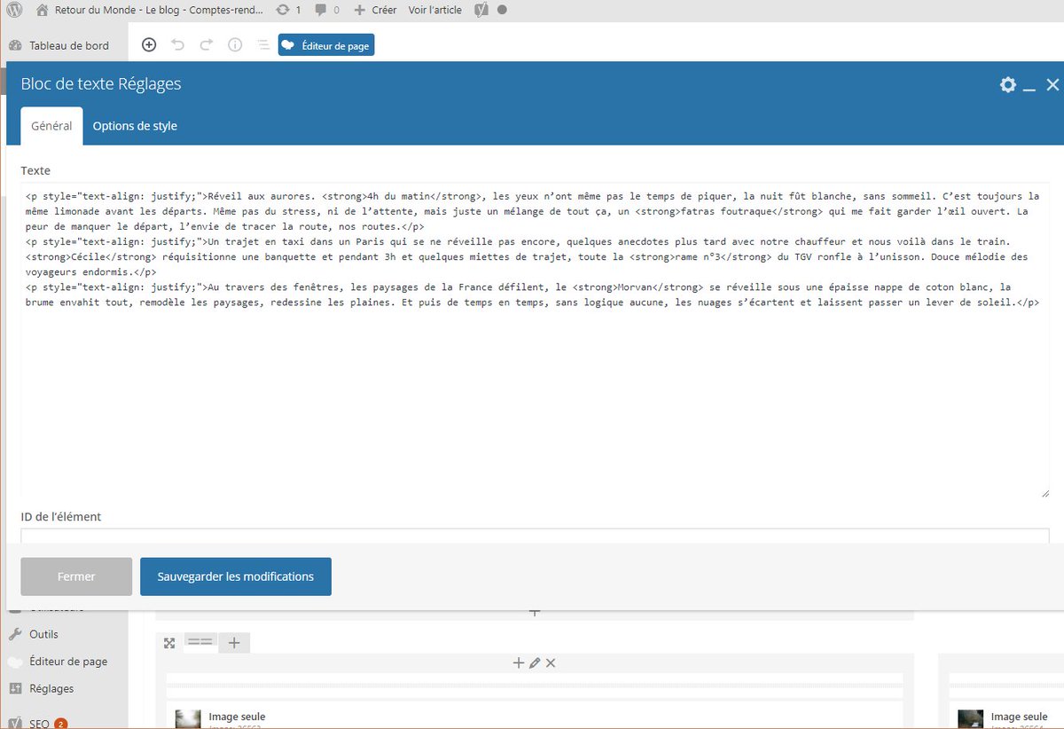 RetourduMonde's tweet image. Donc avec #Gutenberg, le nouveau système de mise en page de #Wordpress, quand tu veux modifier le texte d'un bloc texte monté avec #VisualComposer, tu te retrouves avec du code brut ? C'est suuuuuuuper vachement pratique...