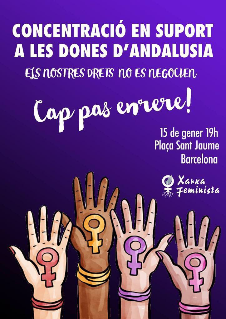 CatEnComuSAB's tweet photo. 📣📣 Concentració en suport a les #Dones d’ #Andalusia 💪🏽💪🏽 “Els nostres drets no es negocien” #CapPasEnrere #Feminisme #Solidaritat https://t.co/dPczKMQsuZ