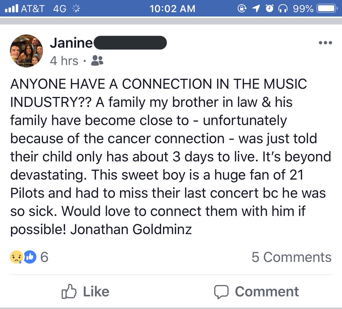 GMWBuzz's tweet photo. GMW Family, I’m hoping to use the power of social media to help one of my favorite teachers from high school. If you could please help me to get in touch with @twentyonepilots (@joshuadun @DebbyRyan) to help a young boy with days to live, him &amp; his family will be forever grateful https://t.co/tJTKSL6WRk
