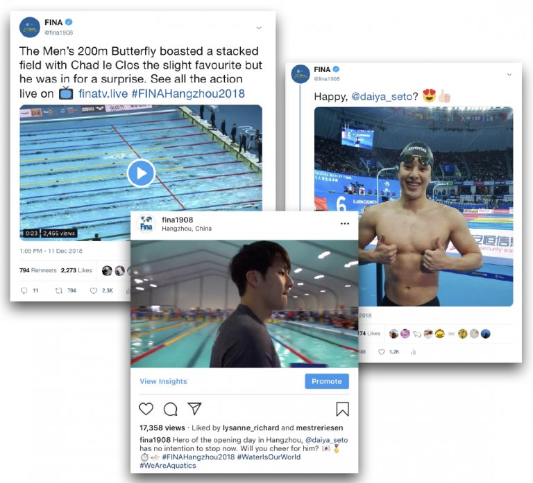 WorldAquatics's tweet photo. πThank you, AQUATICS fans!! ππ€
Social media report after FINA World Swimming Championships shows a big growth!
Read the article here β© https://t.co/bvqOnmPCxQ
πββοΈπ€½ββοΈπ¦
#FINA #FINAHangzhou2018 #FINAgala #FINAWorldSwimmingCH #swimming #waterisourworld #weareaquatics https://t.co/676MuOFtLu