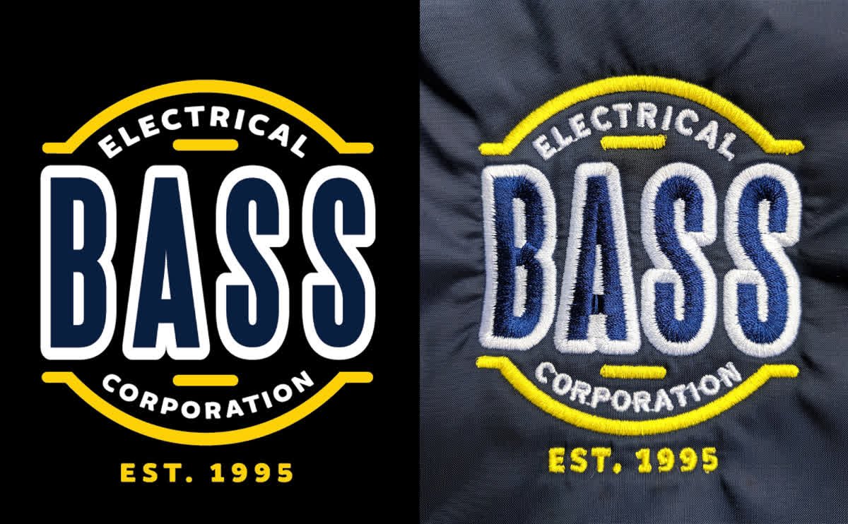 On the left is the digital #logo - on the right is the #embroidered logo.  Put your logo on some #apparel.  Anything for that matter.  #logodesign #appareldecorators #uniforms #embroidery