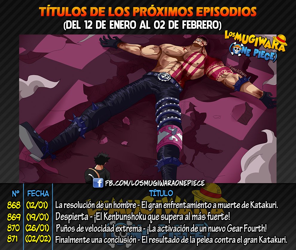 Los Mugiwara One Piece على تويتر Titulos De Los Proximos Episodios El Final Del Gran Enfrentamiento Entre Katakuri Y Luffy Llegara A Su Final En El 871 W Agradecimiento A Sasuga Los Mugiwara One Piece على تويتر Titulos De Los Proximos Episodios El Final Del Gran Enfrentamiento Entre Katakuri Y Luffy Llegara A Su Final En El 871 W Agradecimiento A Sasuga