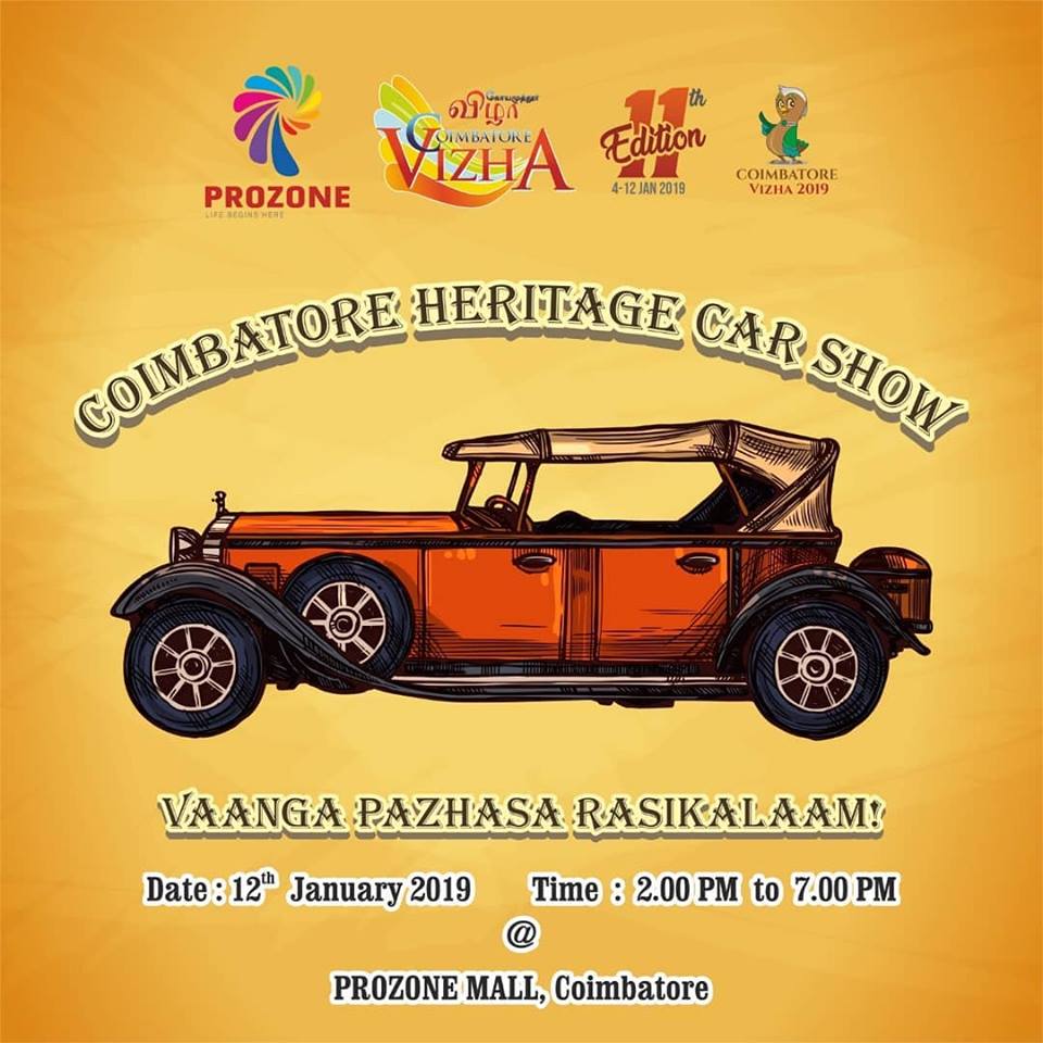 Vaanga Pazhasa Rasikalaam! Cars are cool and vintage cars..They are true fantasies.The first ever Heritage Car Show organized by Coimbatore Vizha. Date : 7th January 2019 Time : 2.00 PM to 7.00 PM Venue: Prozone Mall, Coimbatore #prozonemallcoimbatore #malls2shop #vintagecarsshow