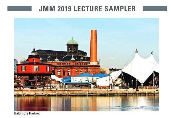 JointMath's tweet photo. Lecture Sampler: Preview of some #JMM2019 talks: Jesus de Loera, Amanda Folsom, Pamela Harris, Karen Hunger Parshall, Emmanuel Candes, Talithia Williams, Lillian Pierce, Edray Goins, Bryna Kra & Henok Mawi https://t.co/XeEW3efskW #amermathsoc #Notices https://t.co/A05aQQDorf