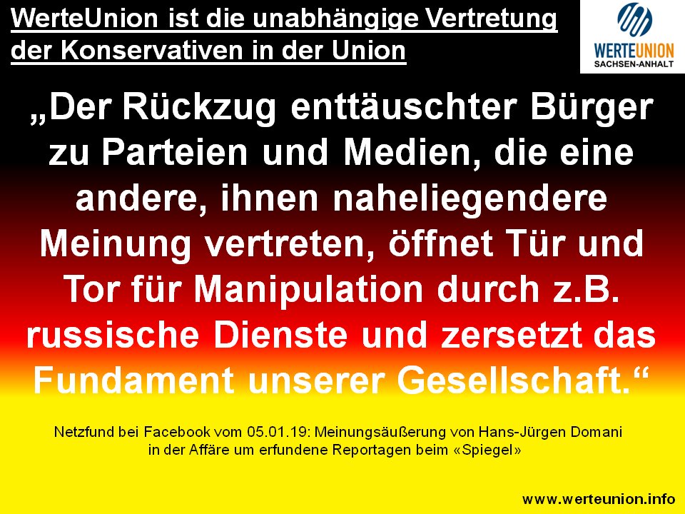 MASSIVER GLAUBWÜRDIGKEITSSCHADEN DER MEDIEN

Hier noch ein Kommentar in der Neue Züricher Zeitung: nzz.ch/meinung/der-an…

#WerteUnion #WerteUnionST #falscheNachrichten #erfundeneNachrichten