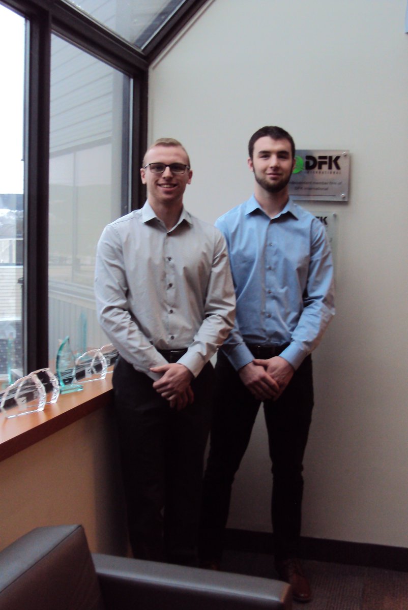 nccpas's tweet photo. We are pleased to welcome our new @MUNBusiness co-op students @DawsonHicks25 and Brandon Grainger to start their accounting careers at @NoseworthyChapm #brightfutures #nlfinance #WELCOME https://t.co/JpiqomwjoF