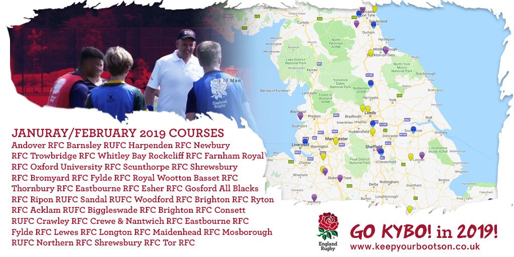 Visit the KYBO! COURSE LOCATOR keepyourbootson.co.uk/rfu-courses/ky… to find an RFU Coaching or Refereeing course near to where you live this January &amp; February.