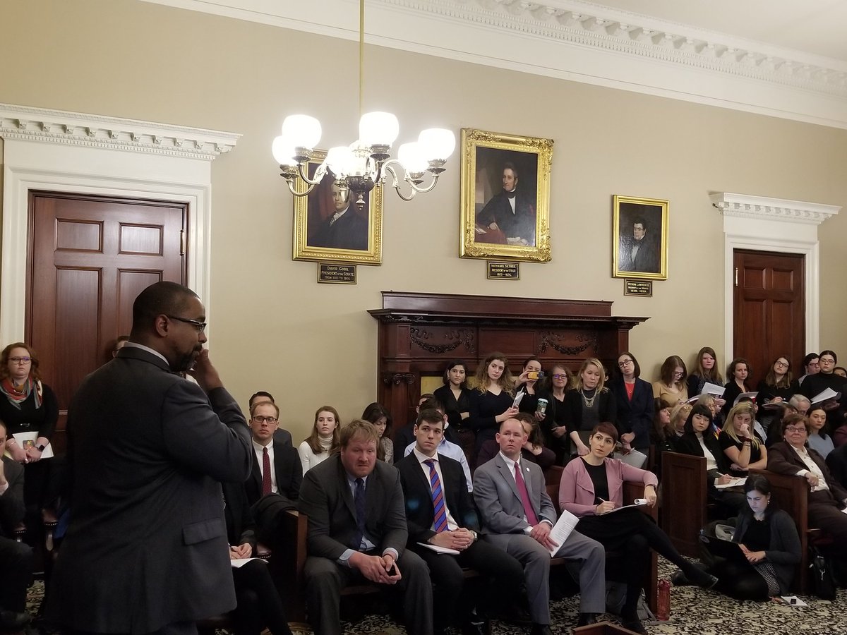 Standing room turnout at kickoff of @ReduceHarmMA Caucus, great to hear from Judiciary Committee co-chairs @WBrownsberger & Rep. Claire Cronin on details of comprehensive #CJReform law S.2371, and @rahsaandhall of @ACLU_Mass on how to continue to reduce mass incarceration #MALeg